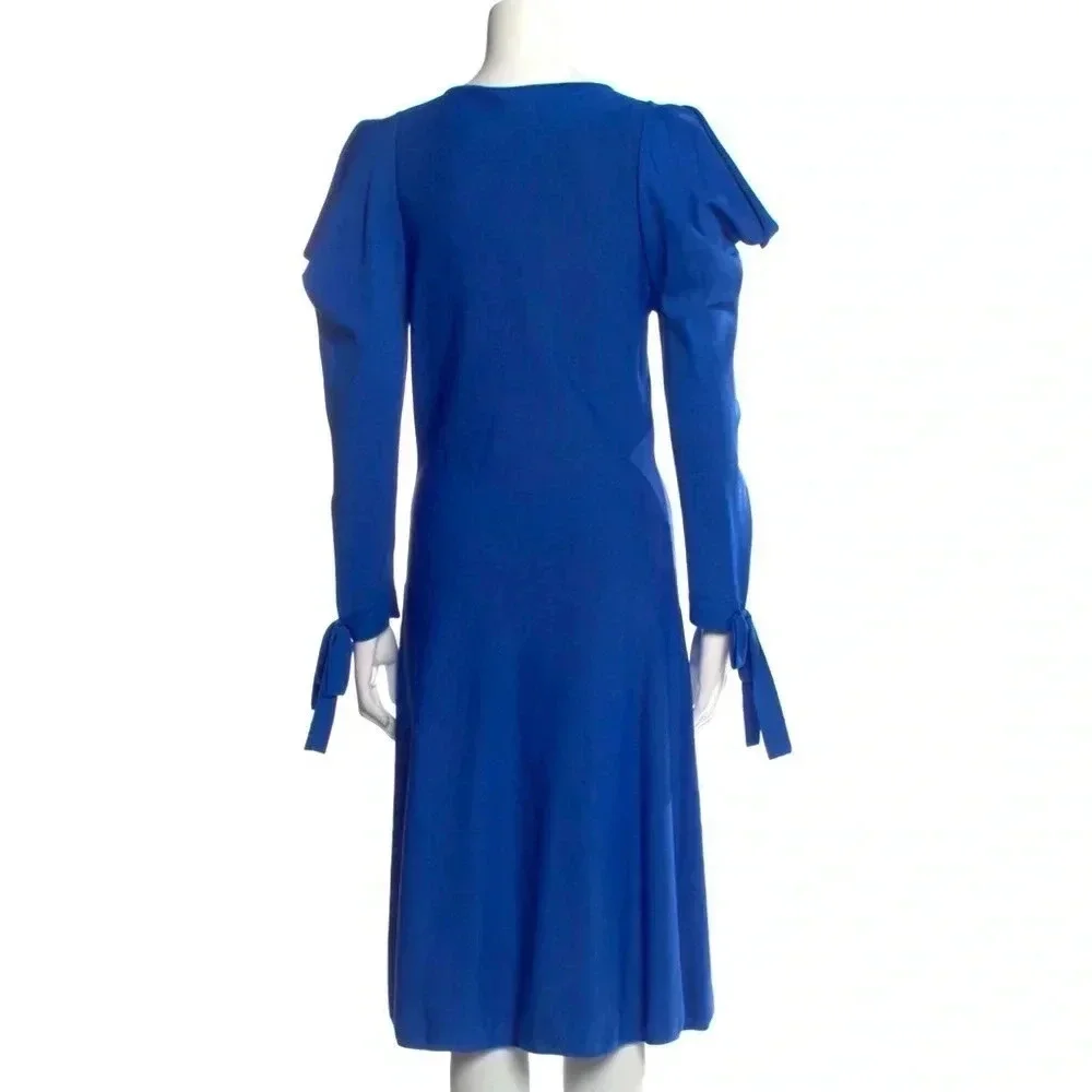 Alberta Ferretti blue knit open shoulders midi dress - Picture 3 of 16
